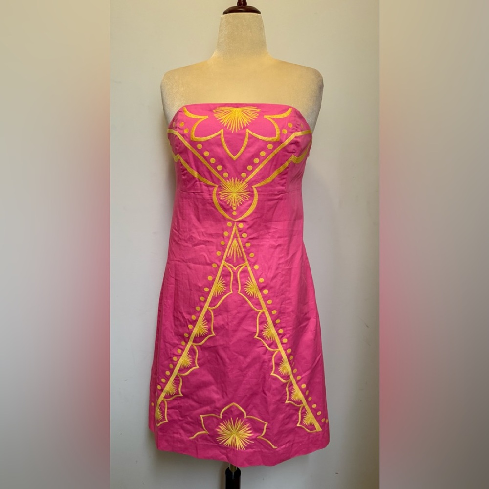 Lilly Pulitzer Bowen Hotty Pink Embroidered Dress-Size 14- BNWT